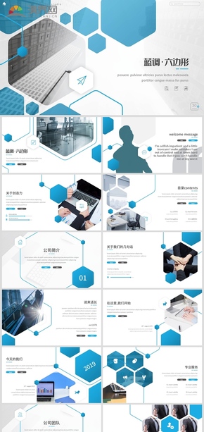 2019年多邊形公司介紹宣傳商務(wù)通用PPT模板