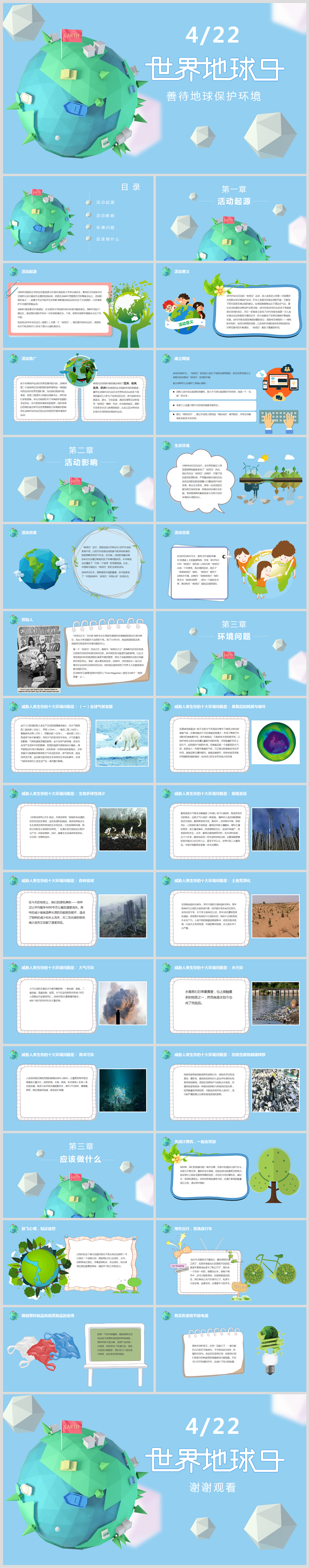 世界地球日主題班會(huì)PPT模板