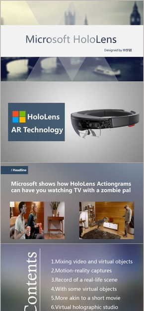 Microsoft Hololens扁平化科技風(fēng)PPT