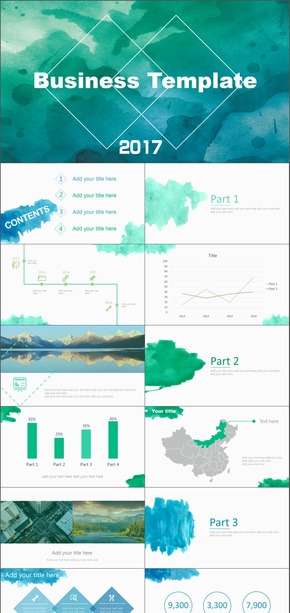 2017小清新商務匯報水彩動態(tài)模板