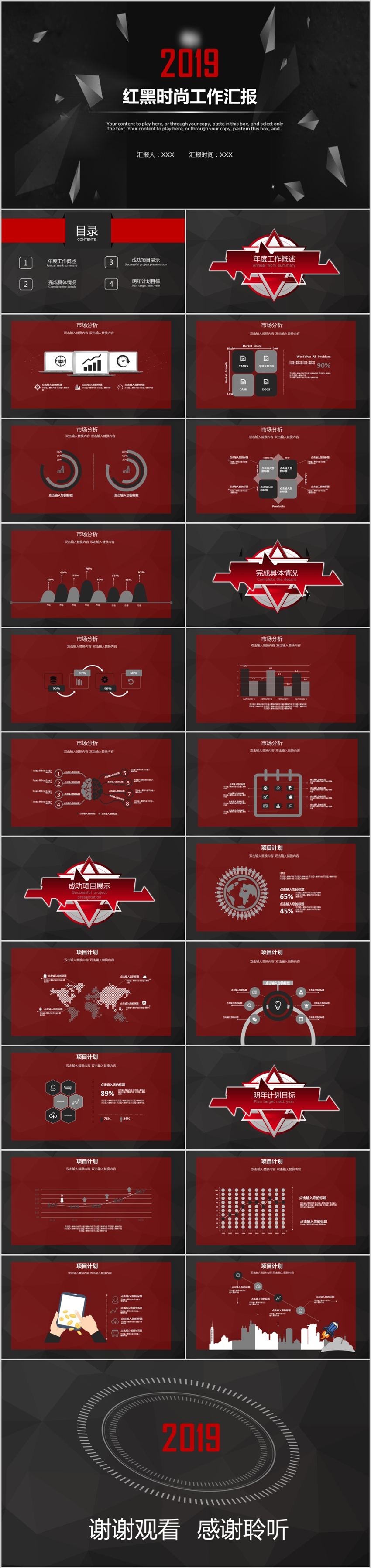 紅黑大氣工作匯報(bào)ppt模板