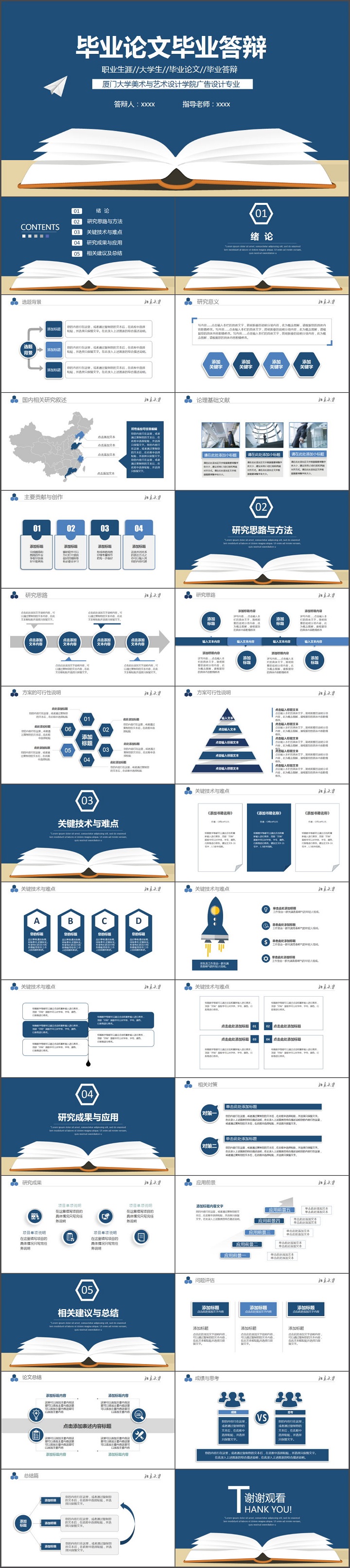 作品标题:书本大学生毕业论文毕业答辩ppt模板