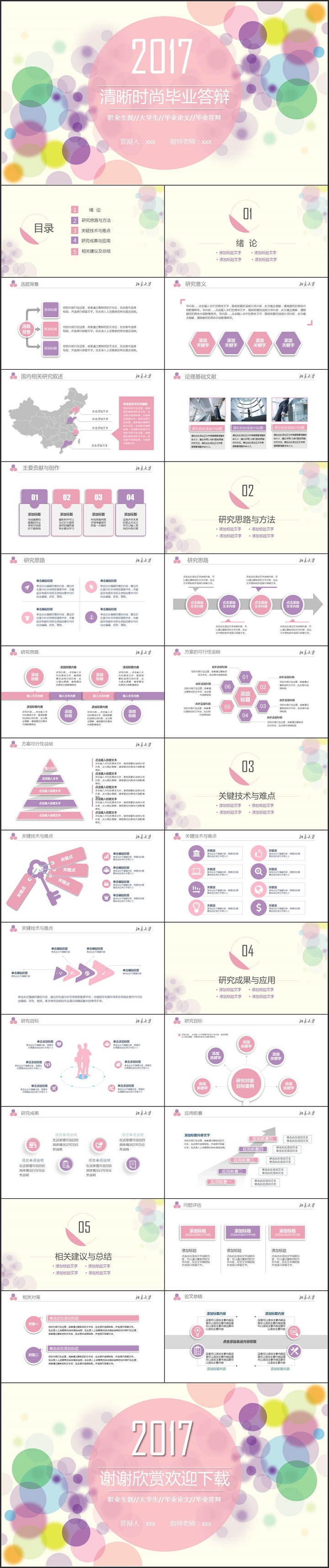 紫色泡泡唯美畢業(yè)答辯畢業(yè)論文ppt模板