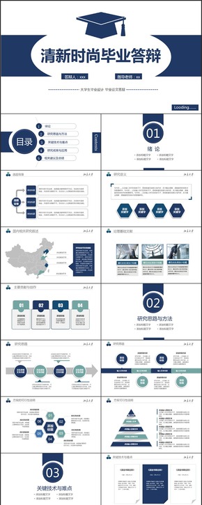 藍(lán)色弧線創(chuàng)意簡約畢業(yè)答辯畢業(yè)論文ppt模板