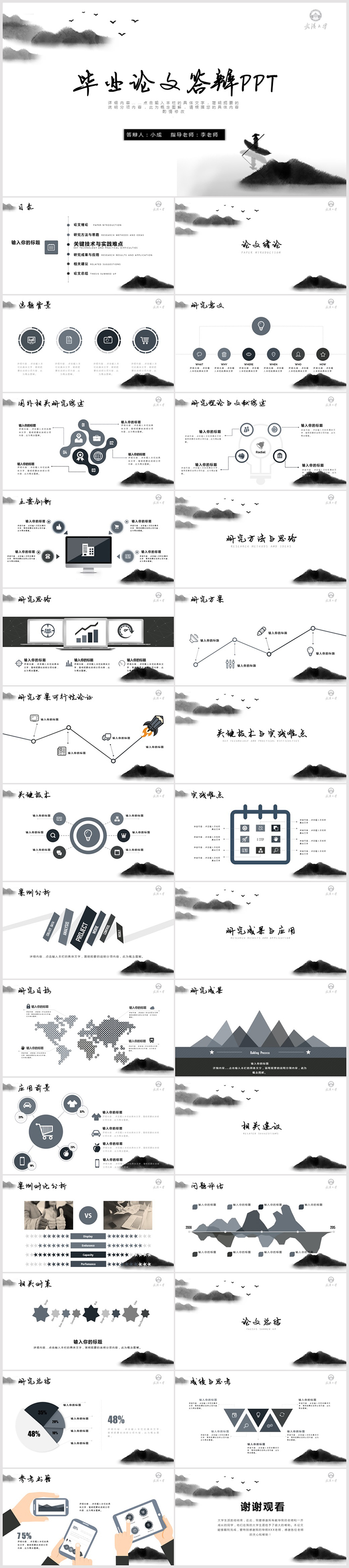 中國風(fēng)畢業(yè)答辯開題報告PPT