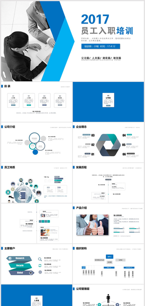 藍色商務(wù)動態(tài)員工入職培訓(xùn)PPT