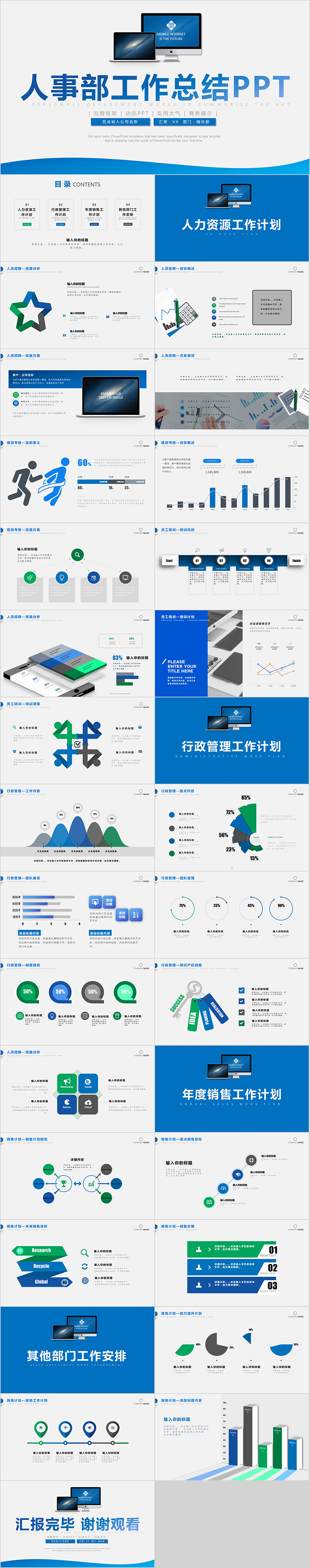 人事部行政部年终工作总结计划ppt