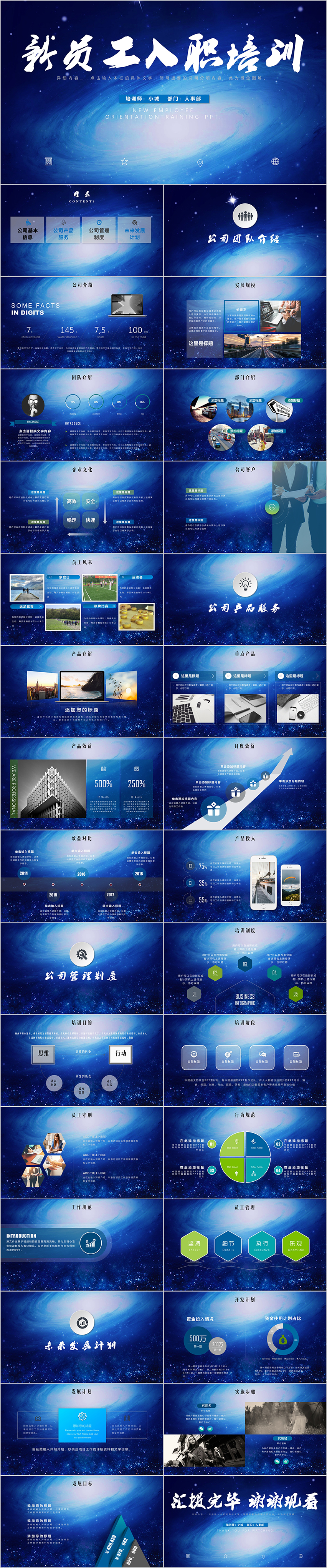 藍(lán)色商務(wù)企業(yè)員工入職培訓(xùn)PPT