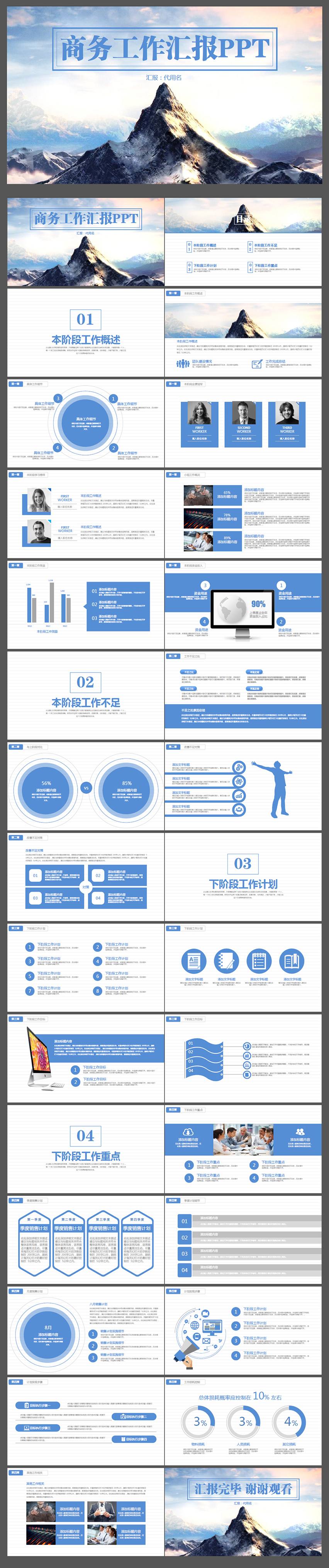 藍(lán)色簡(jiǎn)約工作總結(jié)年終總結(jié)PPT