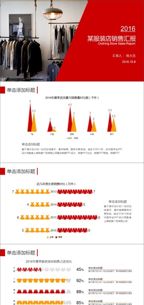 紅橙扁平數(shù)據(jù)圖表PPT模板