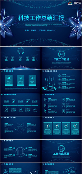 2019科技互聯網工作總結計劃PPT模板