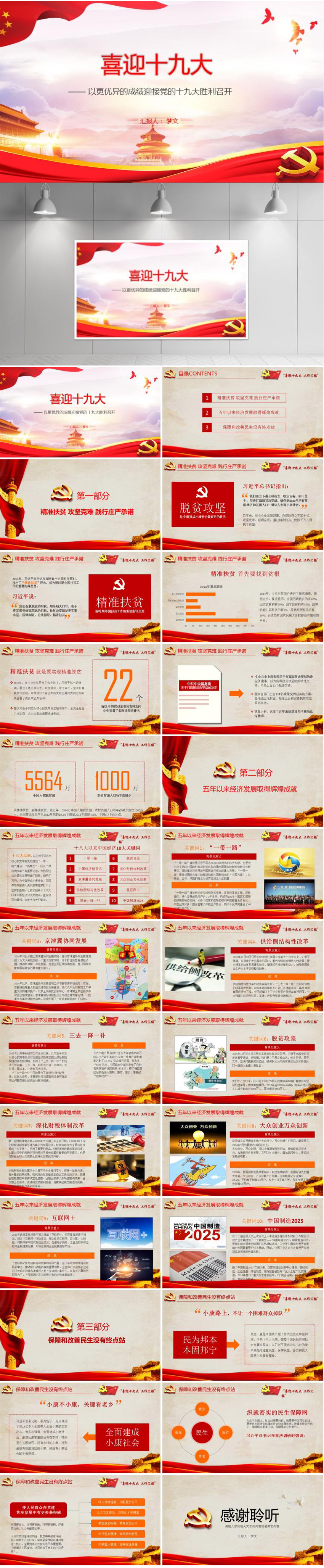 紅色喜迎十九大工作匯報(bào)ppt模板