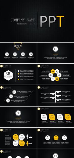 黑黃大氣金屬感立體商務(wù)通用ppt模板