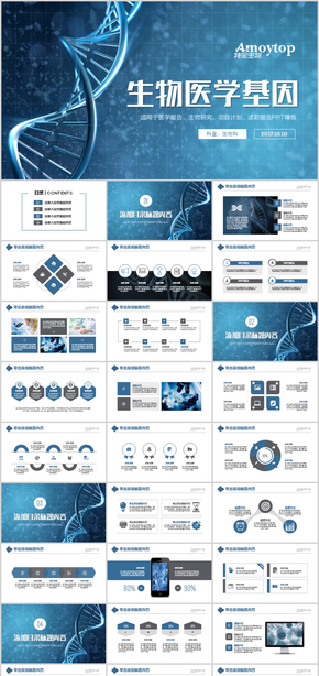 生物學(xué)術(shù)研究基因DNA醫(yī)學(xué)研究PPT模板
