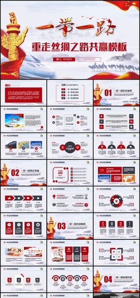 一帶一路絲綢之路共建繁榮動態(tài)PPT模板