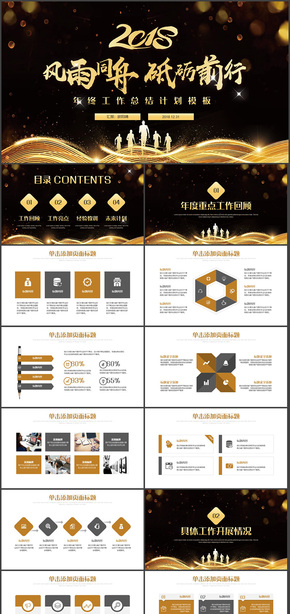 【贏戰(zhàn)未來】金色工作總結2018工作計劃年終總結PPT