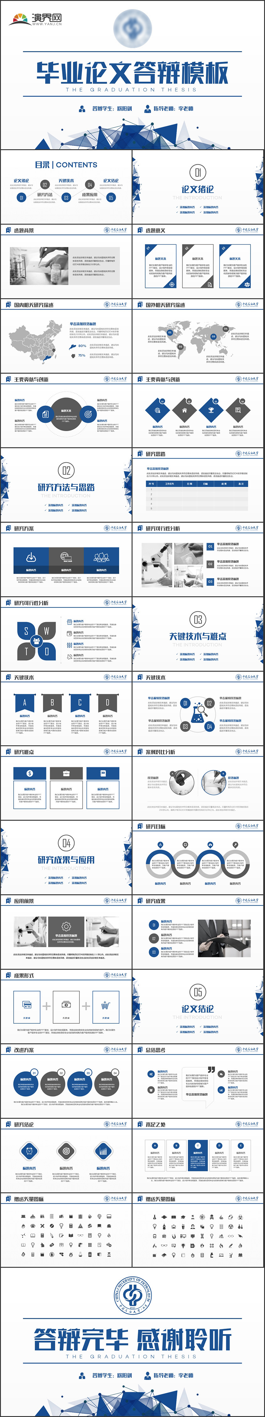 框架完整畢業(yè)論文答辯PPT模板