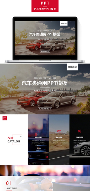 汽車類通用年終總結計劃工作項目匯報發(fā)布會紅色PPT模板