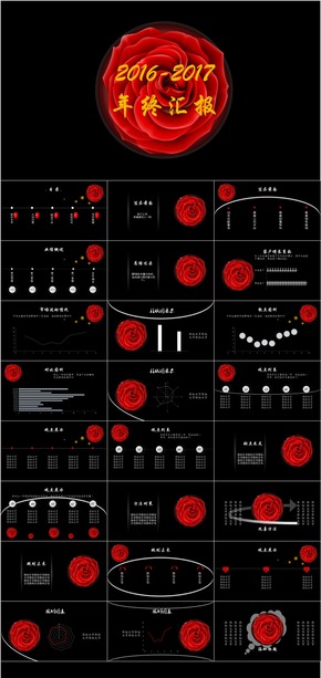 玫瑰紅黑大氣動(dòng)態(tài)工作匯報(bào)模板