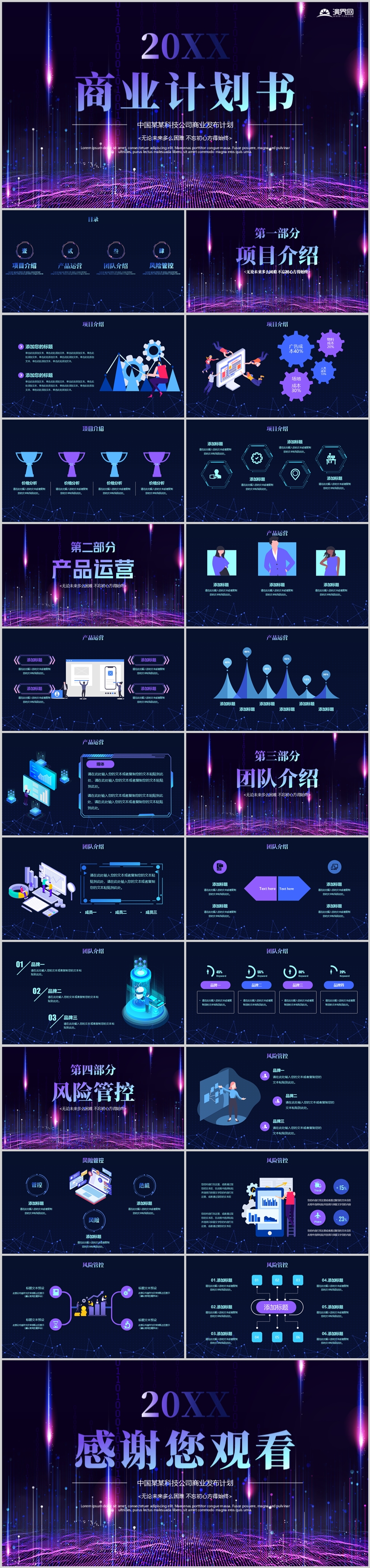 科技風(fēng)炫彩商務(wù)公司匯報(bào)商業(yè)計(jì)劃書(shū)PPT模板