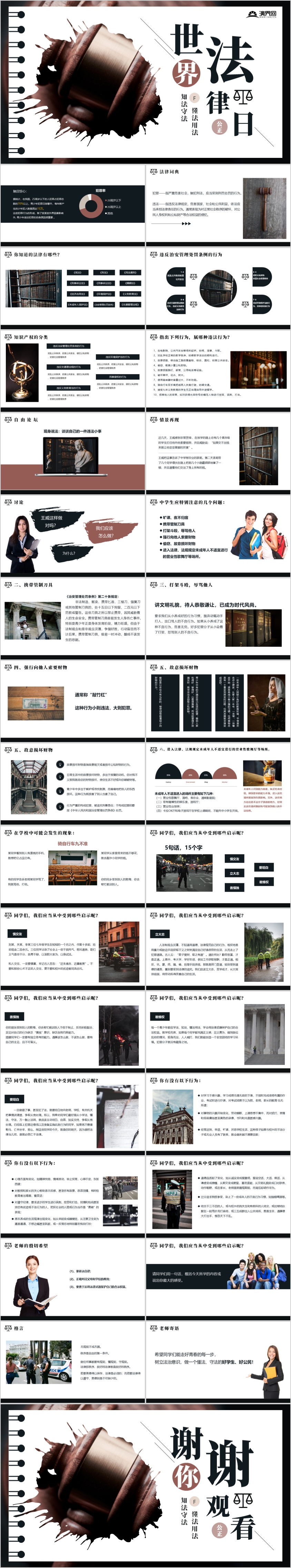 黑色簡約風(fēng)世界法律日節(jié)日介紹知法懂法守法用法做個(gè)好公民好學(xué)生主題班會PPT模板