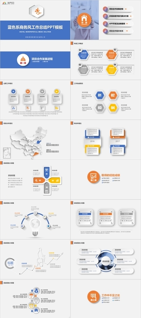 藍色系商務(wù)風(fēng)工作總結(jié)PPT模板