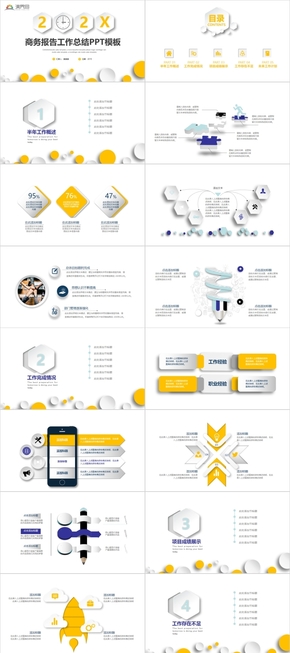 黃色系商務總結(jié)PPT模板