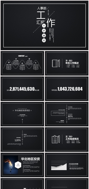 黑色大氣通用高端工作總結PPT模板