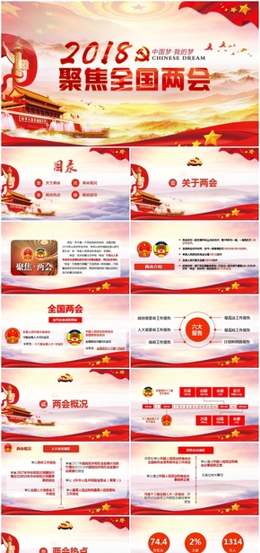 十九大、兩會學(xué)習(xí)模板、學(xué)習(xí)兩會精神報告、兩會學(xué)習(xí)報告PPT模板