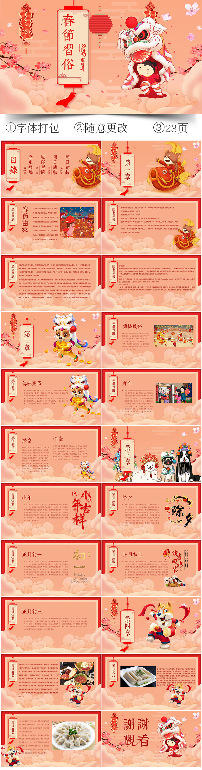 新年喜慶春節(jié)傳統(tǒng)風俗PPT模板