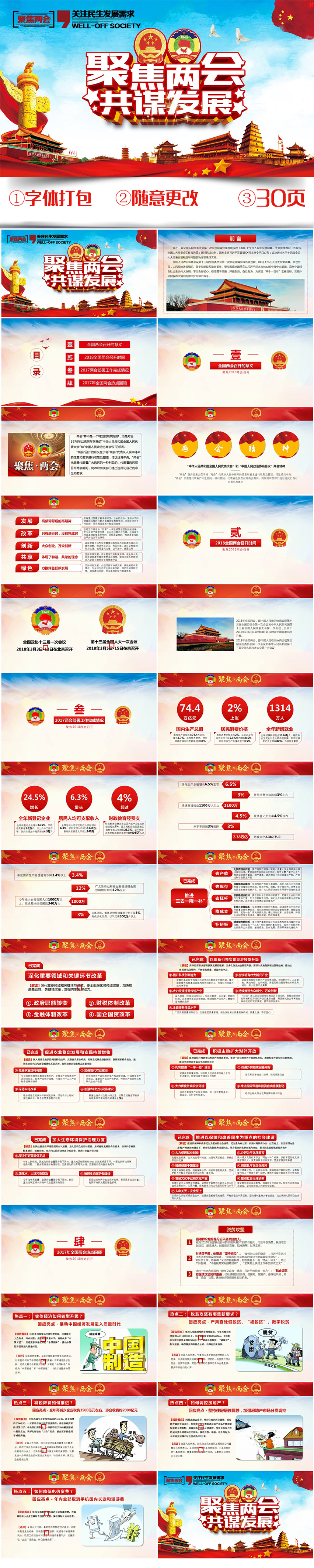 迎接兩會(huì)召開共謀發(fā)展PPT模板