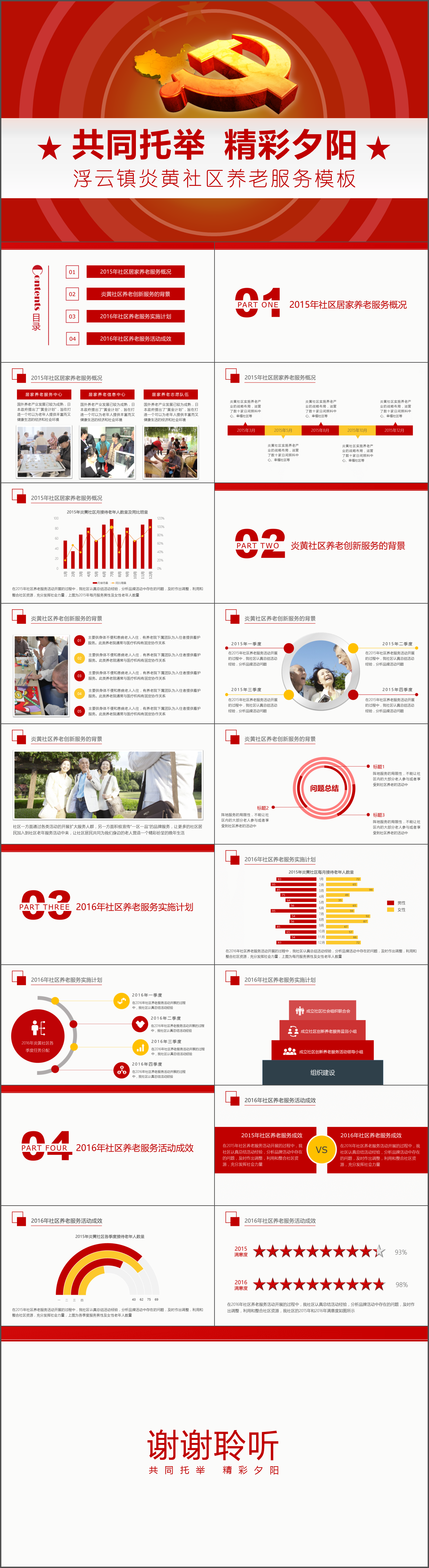 政府扁平簡約養(yǎng)老服務工作匯報PPT模板