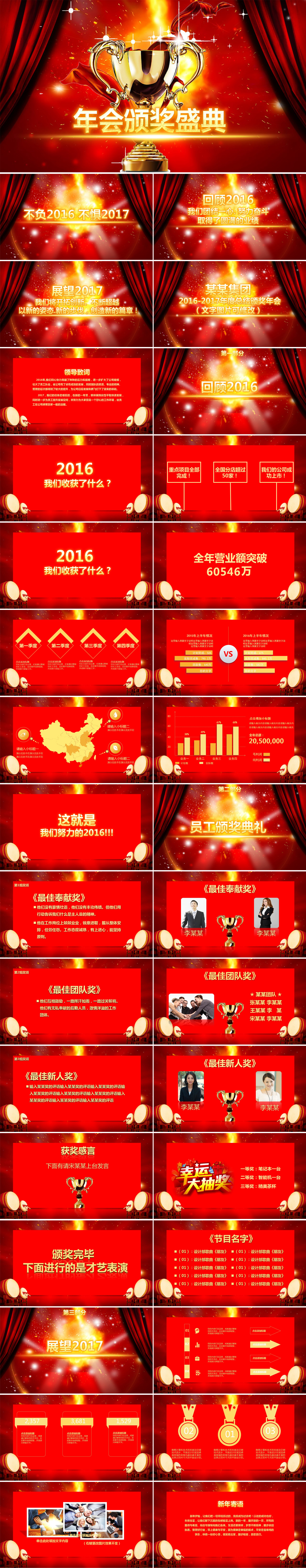 璀璨大氣雞年企業(yè)年會(huì)頒獎(jiǎng)暨新年計(jì)劃PPT模板
