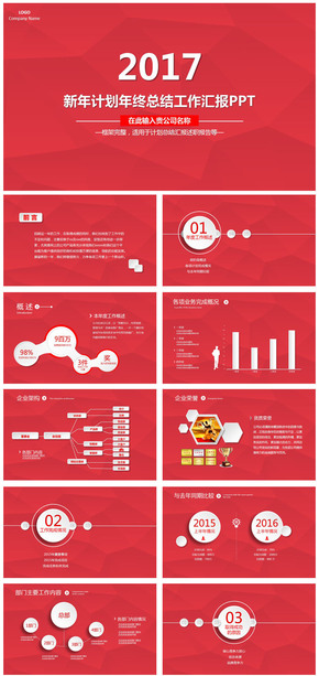 2017年終總結新年計劃匯報PPT模版