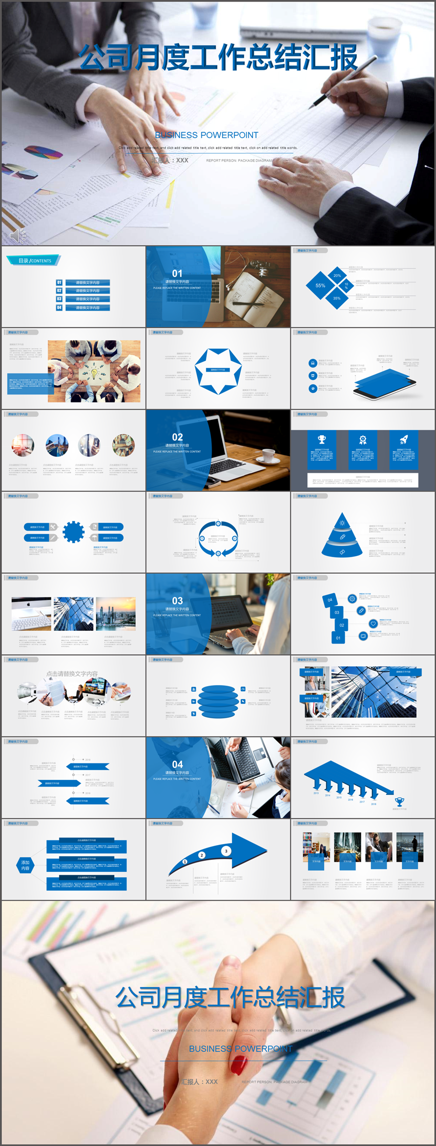 藍色簡約大氣公司工作總結匯報PPT模板