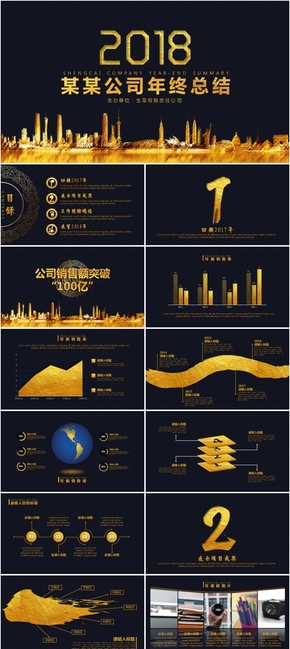 高端大氣金色耀眼企業(yè)公司集團個人述職匯報年終工作總結商務報告新年計劃商業(yè)大氣勢介紹簡介通用PPT