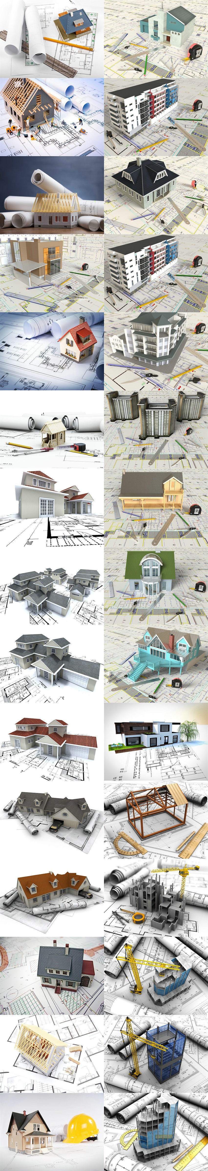 建筑模型與施工圖紙高清圖片