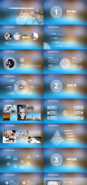 IOS高檔簡約朦朧商務總結匯報ppt模板