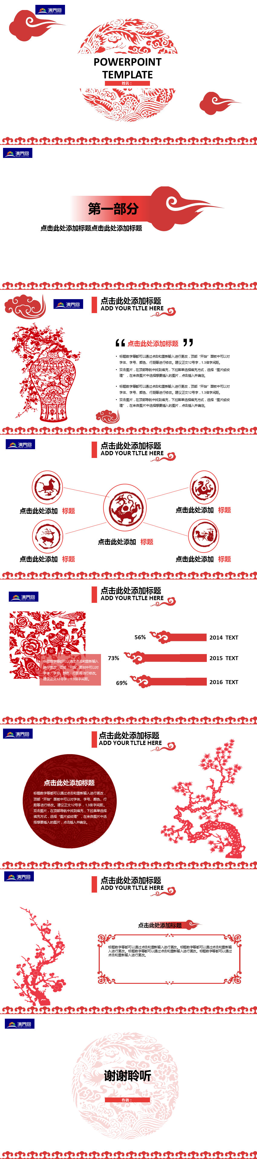 紅色中國風(fēng)剪紙動態(tài)總結(jié)匯報(bào)簡歷通用ppt模板