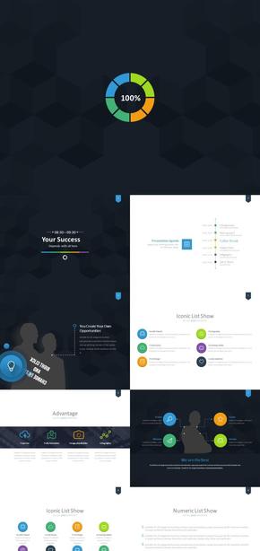 歐美扁平風(fēng)高端酷黑商業(yè)計劃書PPT模板