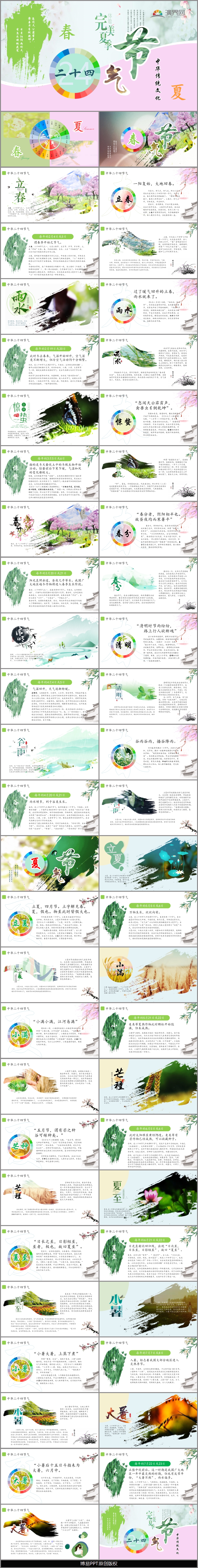 清新時(shí)尚中華二十四節(jié)氣介紹PPT-春夏季