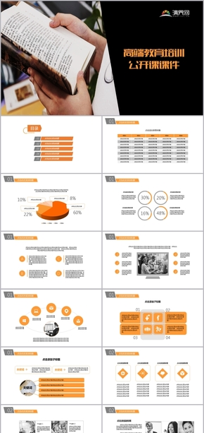 橙色高端教育培訓(xùn)公開課課件PPT模板