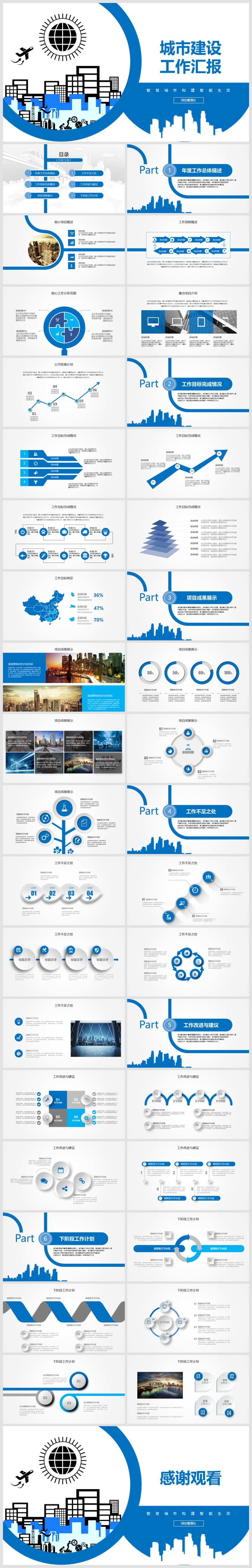 藍色簡約城市建設(shè)公司介紹工作總結(jié)商務(wù)報告PPT模板