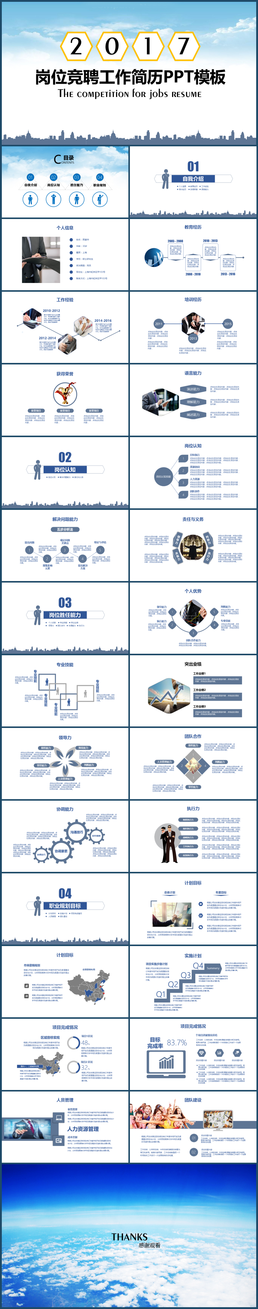 2017岗位竞聘述职报告工作简历ppt模板