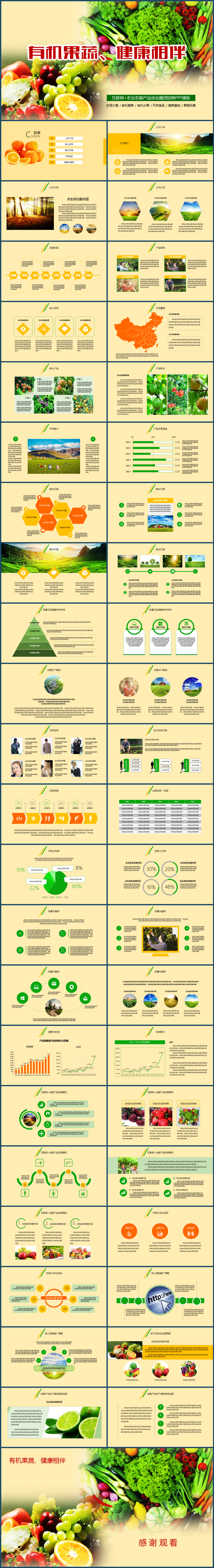 《有機果蔬，健康相伴》有機農(nóng)業(yè)農(nóng)副產(chǎn)品創(chuàng)業(yè)招商推廣PPT模板