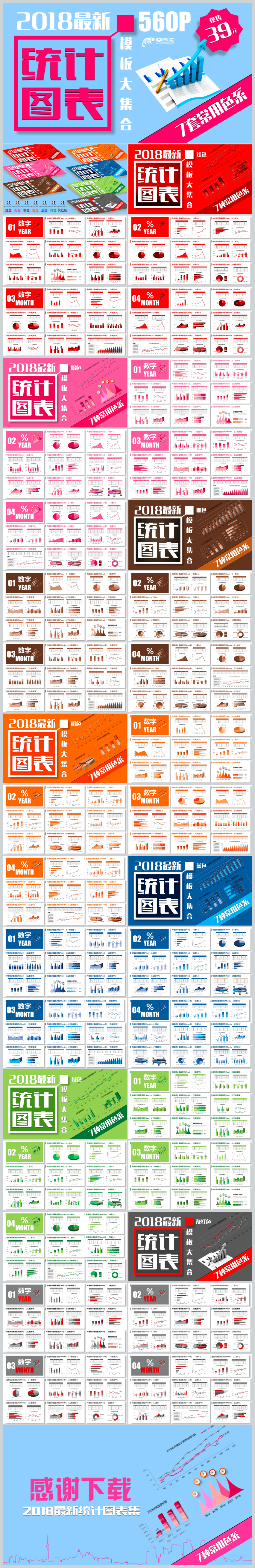 2018超級實用數(shù)據(jù)統(tǒng)計圖表樣板大集合（7套560頁）