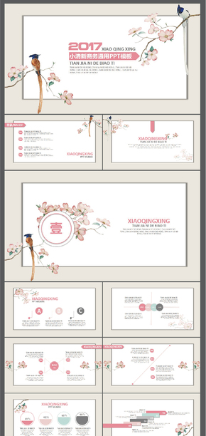 粉色清新淡雅商務通用PP模板
