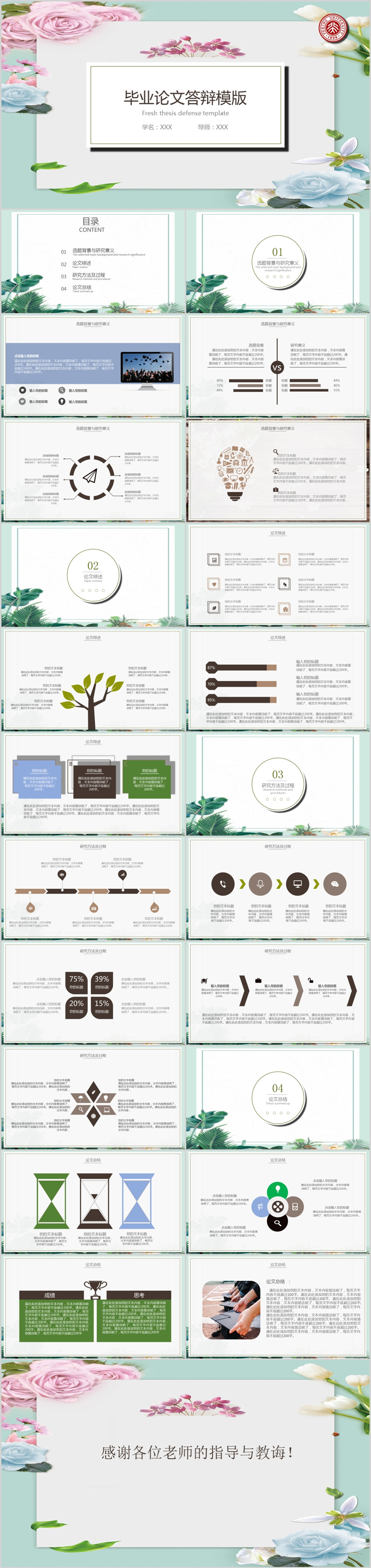 簡約清新畢業(yè)論文答辯PPT模板