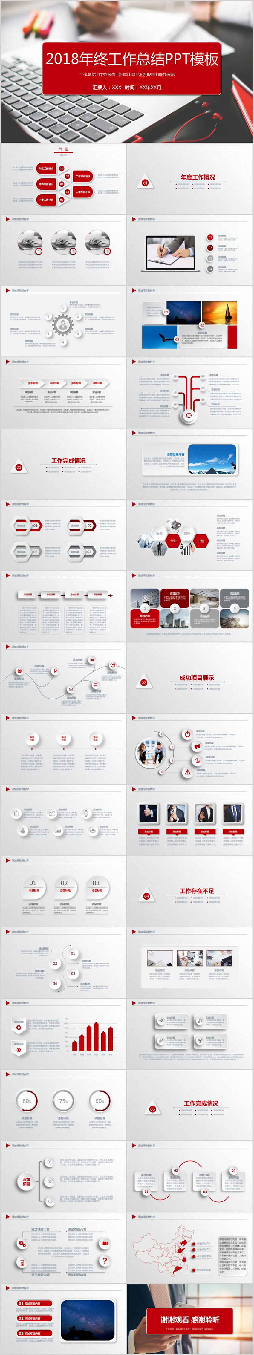 2018紅色年度工作總結(jié)計(jì)劃PPT模板