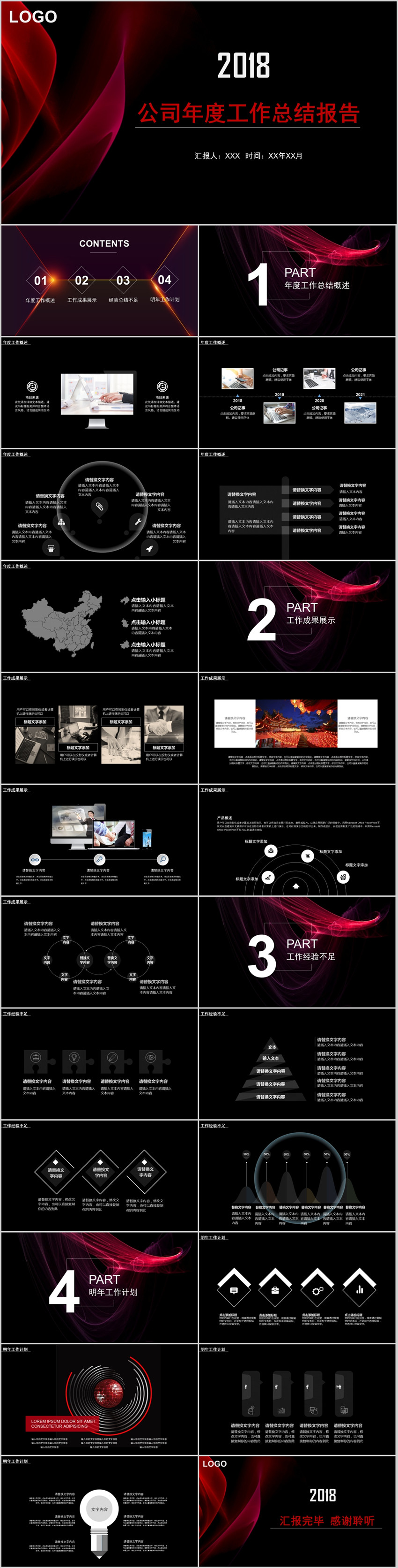 紅黑高端年度工作總結(jié)計劃PPT模板